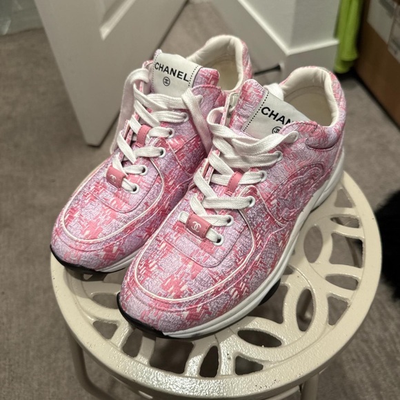 CHANEL Light Purple pink & white Sneakers